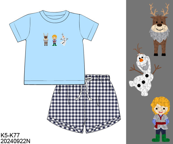 Ice Friend French Knot Boy Short Set