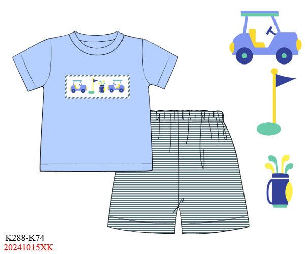 Smocked Golf Boy Short Set