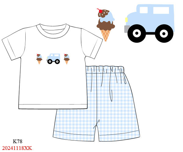 Ice Cream Boy Short Set