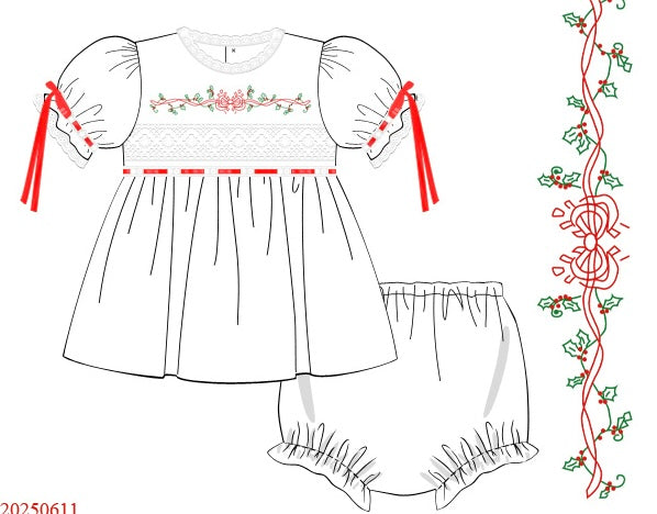 Timeless Bow Christmas Heirloom Bloomer Set