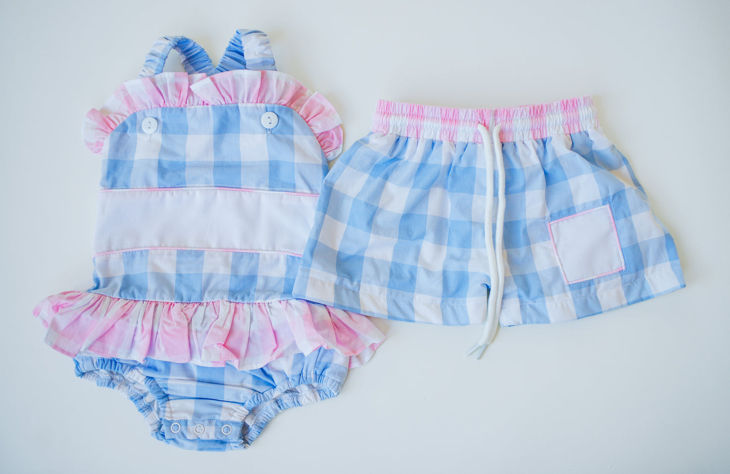 Pink and Blue Checked Swimsuit