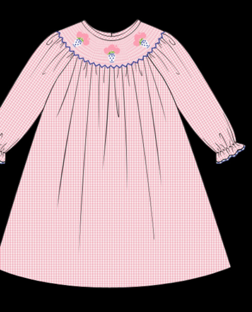 Smocked Ginger Jar Long Sleeved Dress Classic Southern Smocks