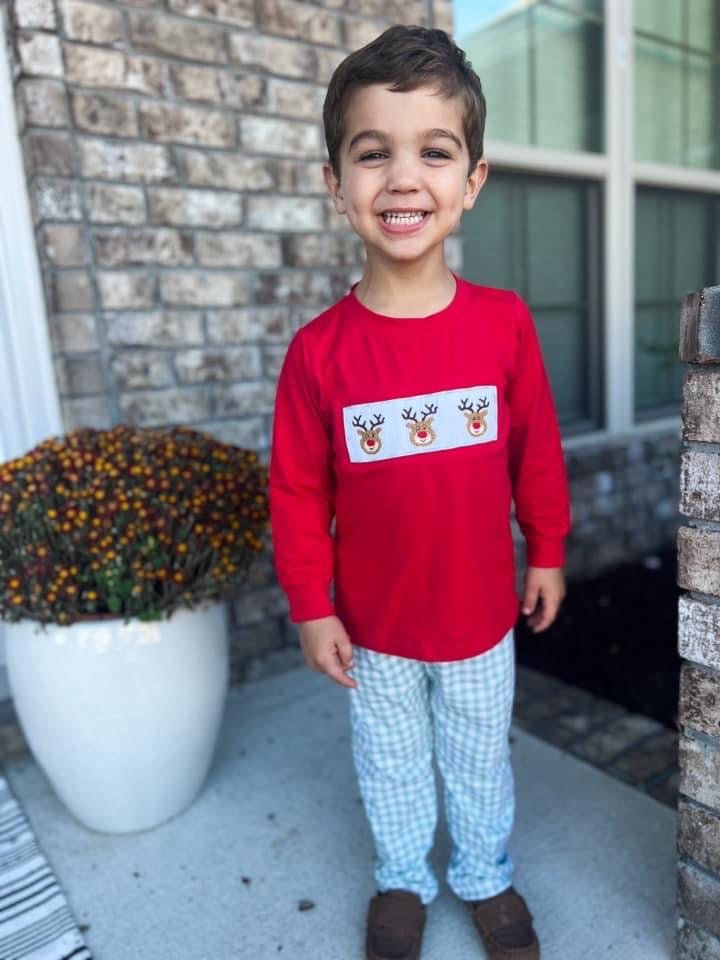 Smocked Reindeer Boy Pant Set