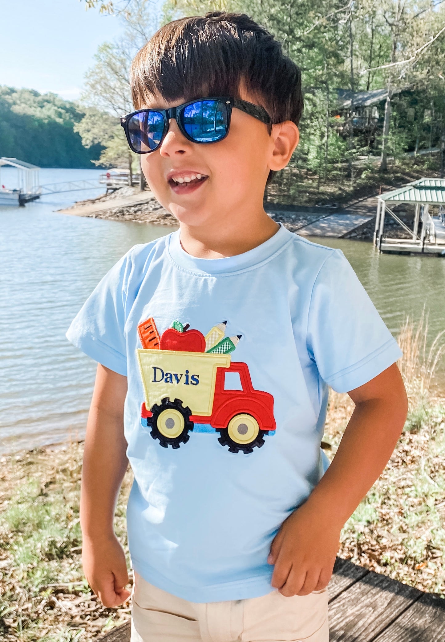 Boy Apple Dump Truck Applique Shirt