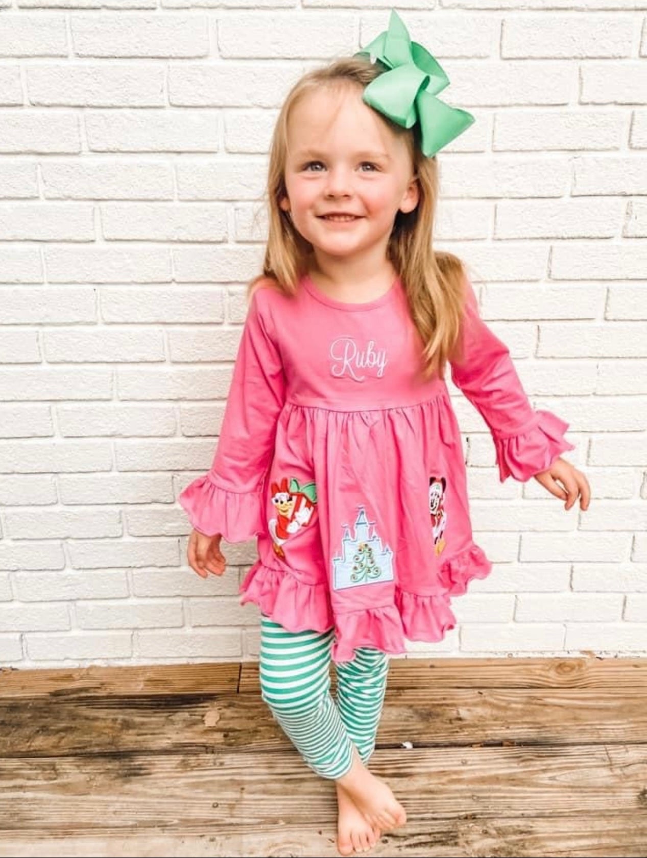 Mouse Christmas Knit Girl Tunic Set