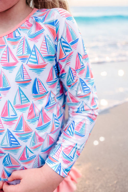 Seaside Sails Girl One Piece Rashguard