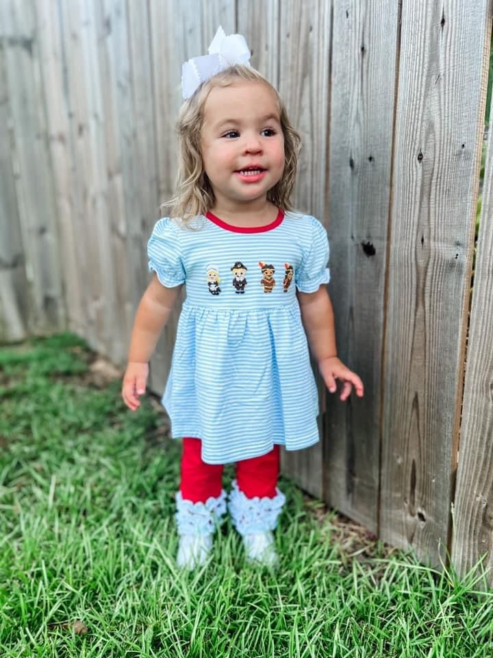 French Knot Thanksgiving Girl Pant Set