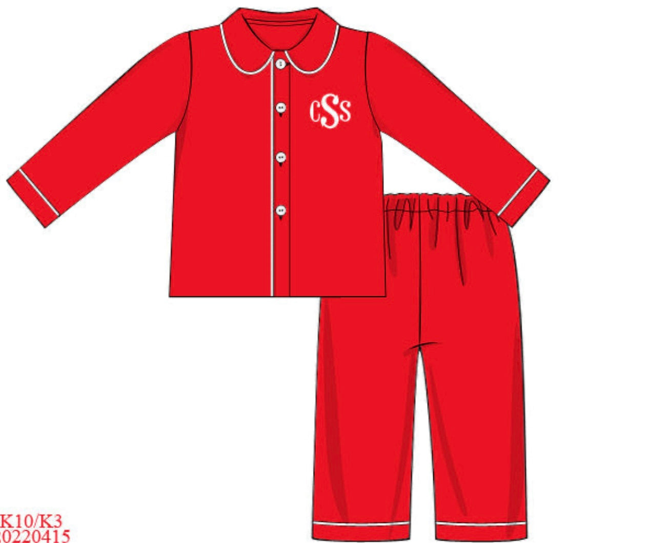 Red Button Down Two Piece Classic Cozy