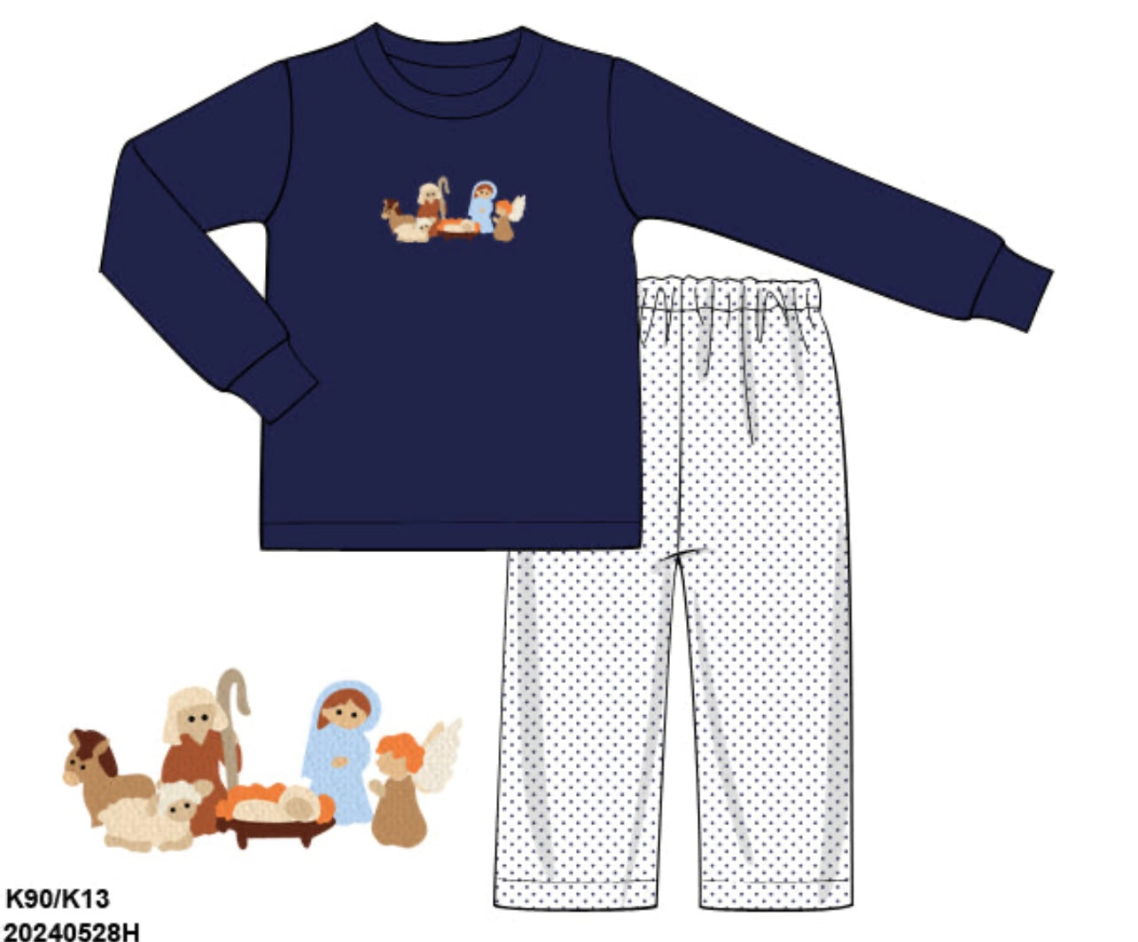 French Knot Nativity Boy Pant Set