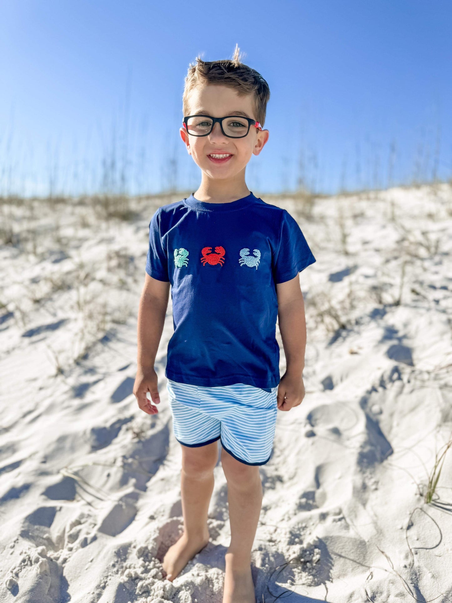 French Knot Crab Boy Short Set