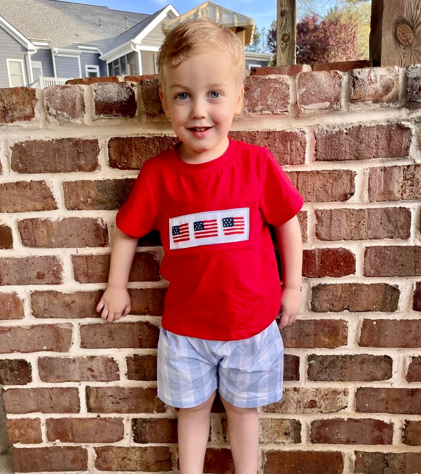Smocked Flag Boy Short Set