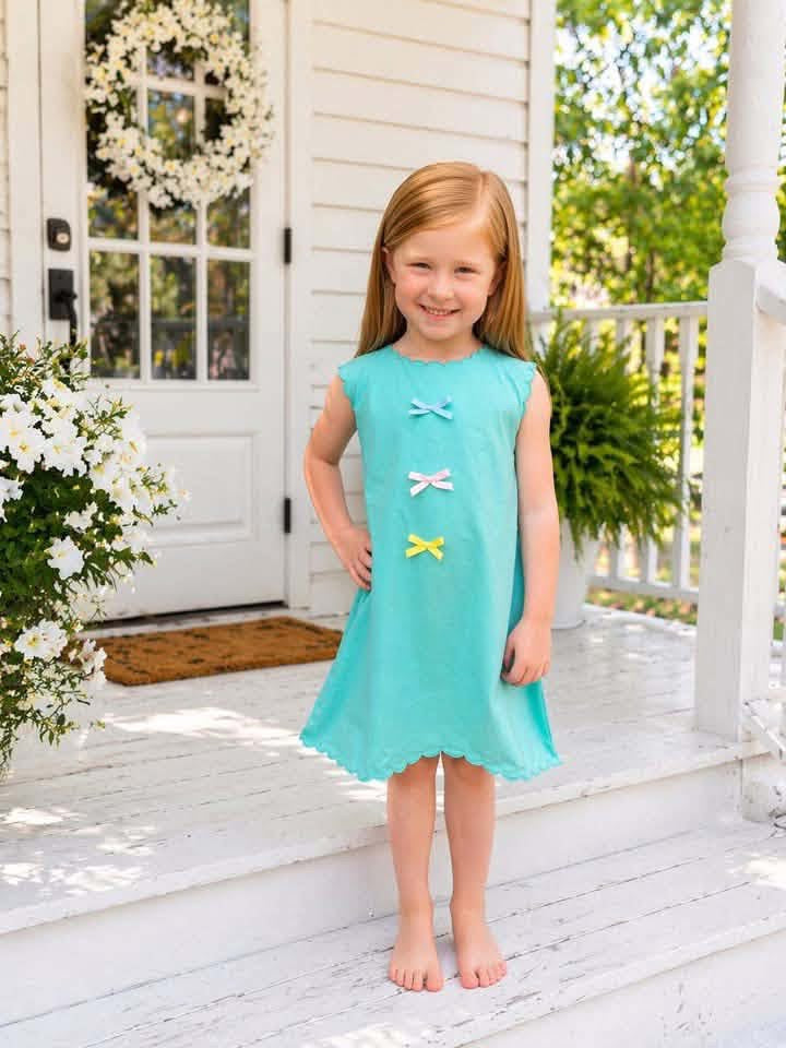 Knit Mint Play Dress with Bows