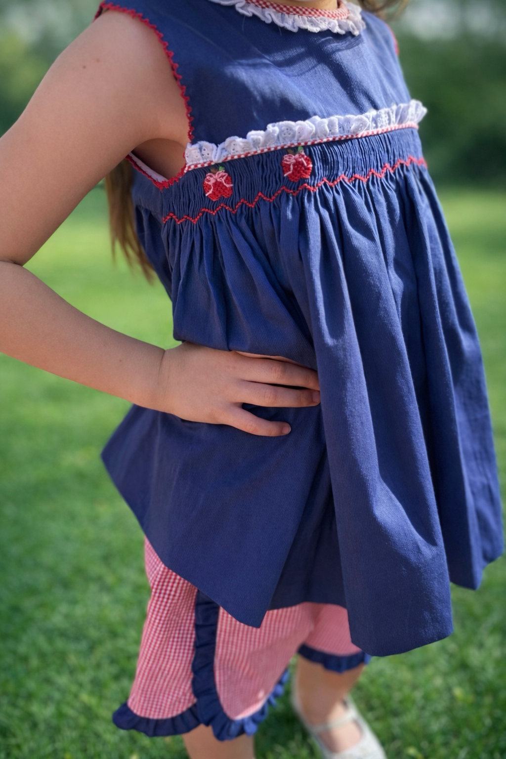 Apples on Navy Girl Short Set