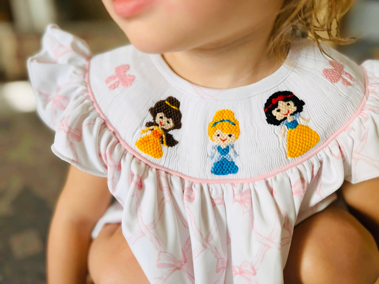 Princess Blushing Bows Smocked Bubble