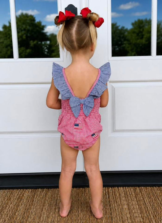 Flag Embroidered Swimsuit