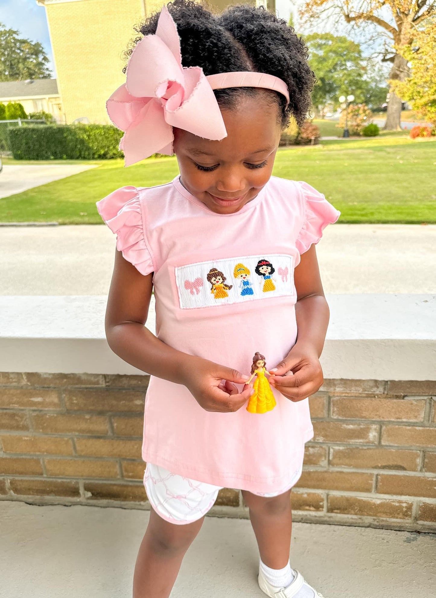 Princess Blushing Bows Smocked Short Set