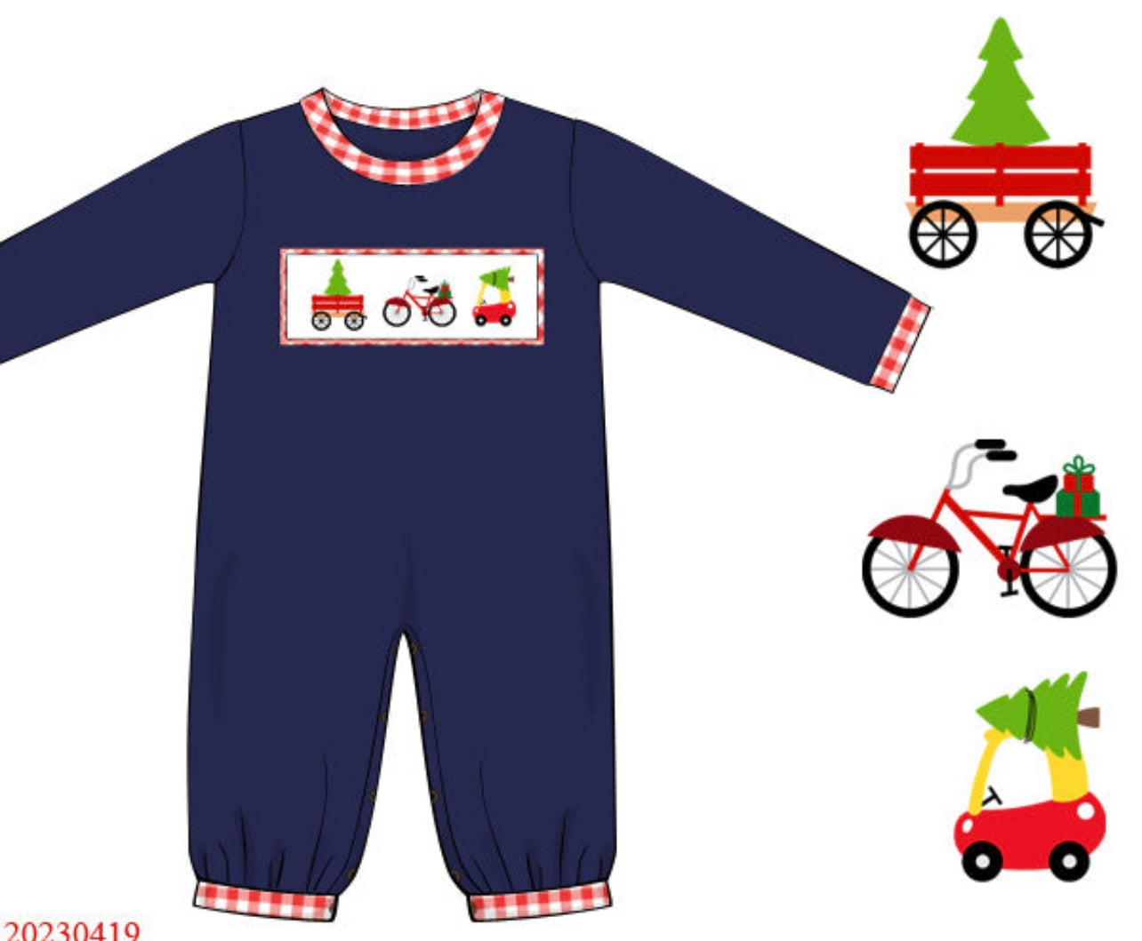 Christmas Smocked Vehicle Romper