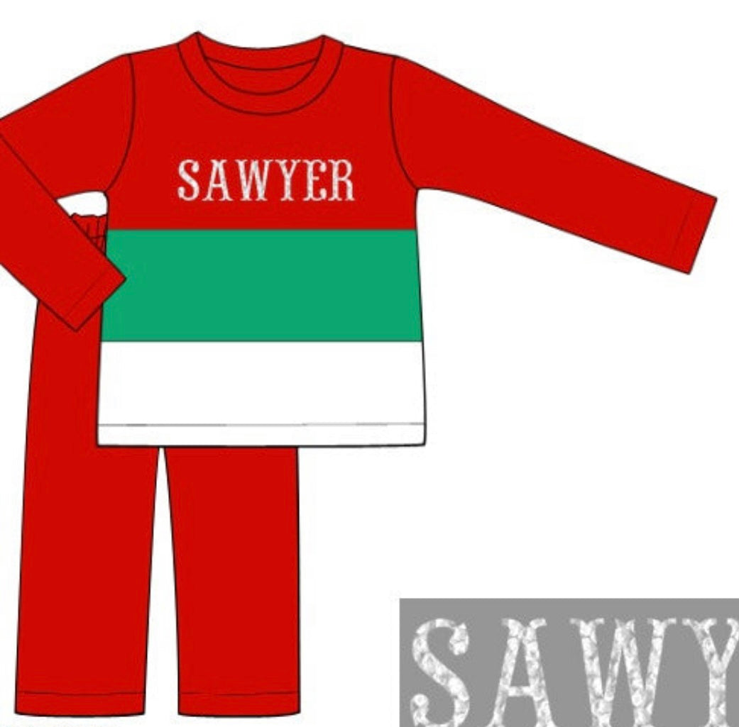 Christmas Colorblock Boy Pant Set