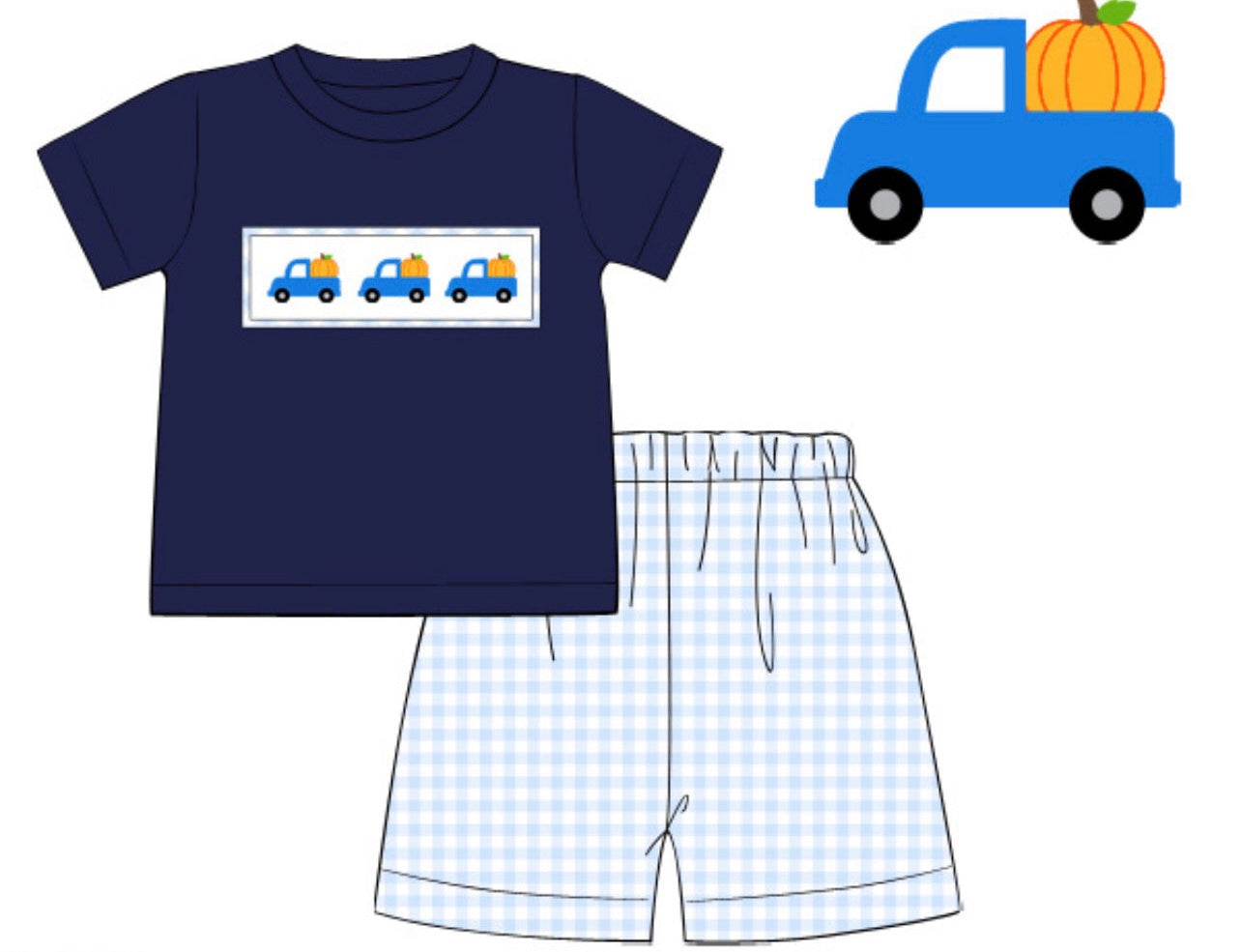 Pumpkin Truck Short Set