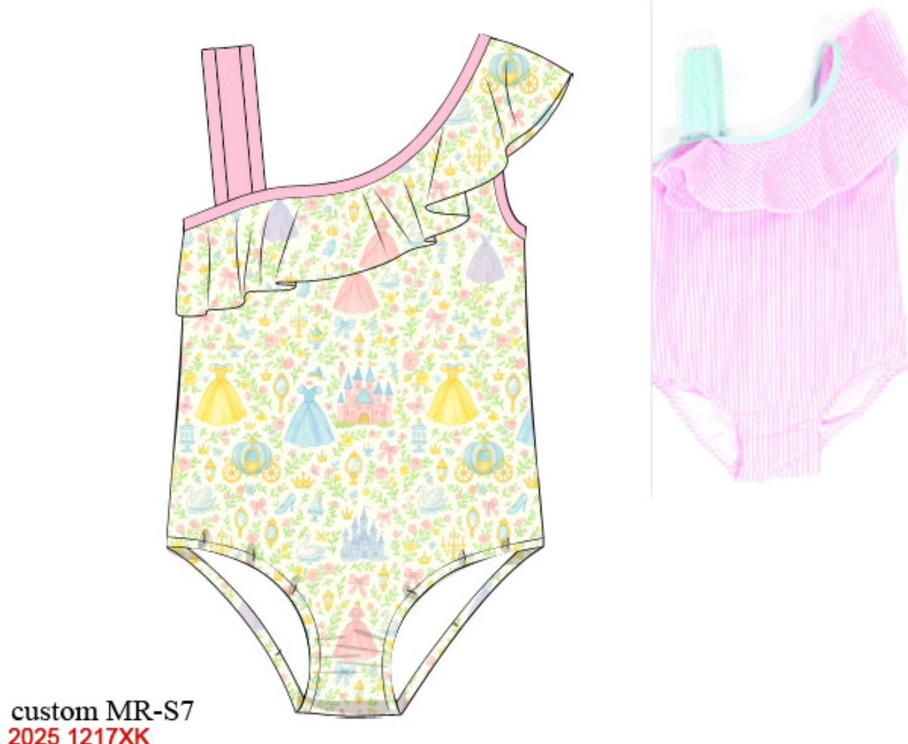Custom Princess One Piece One Shoulder Swimsuit