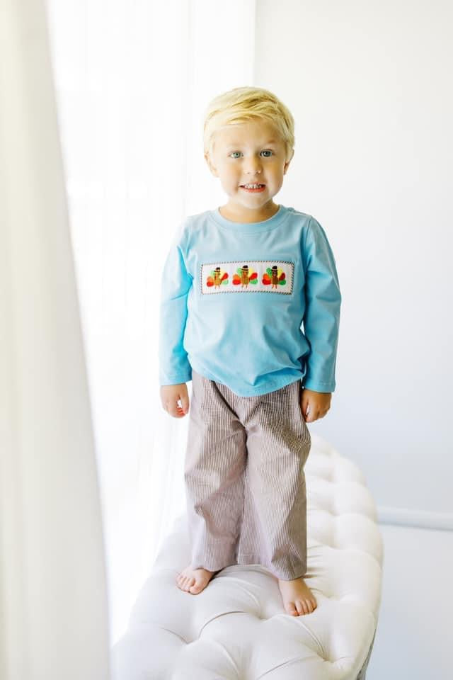 Smocked Turkey Boy Pant Set