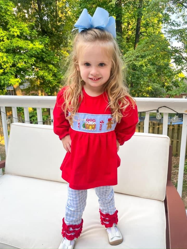 Gingerbread on Red Girl Pant Set