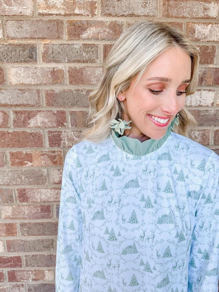 Christmas Toile Mom Shift Dress