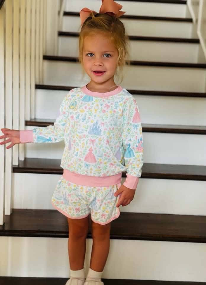 Custom Princess Print Long Sleeved Short Set