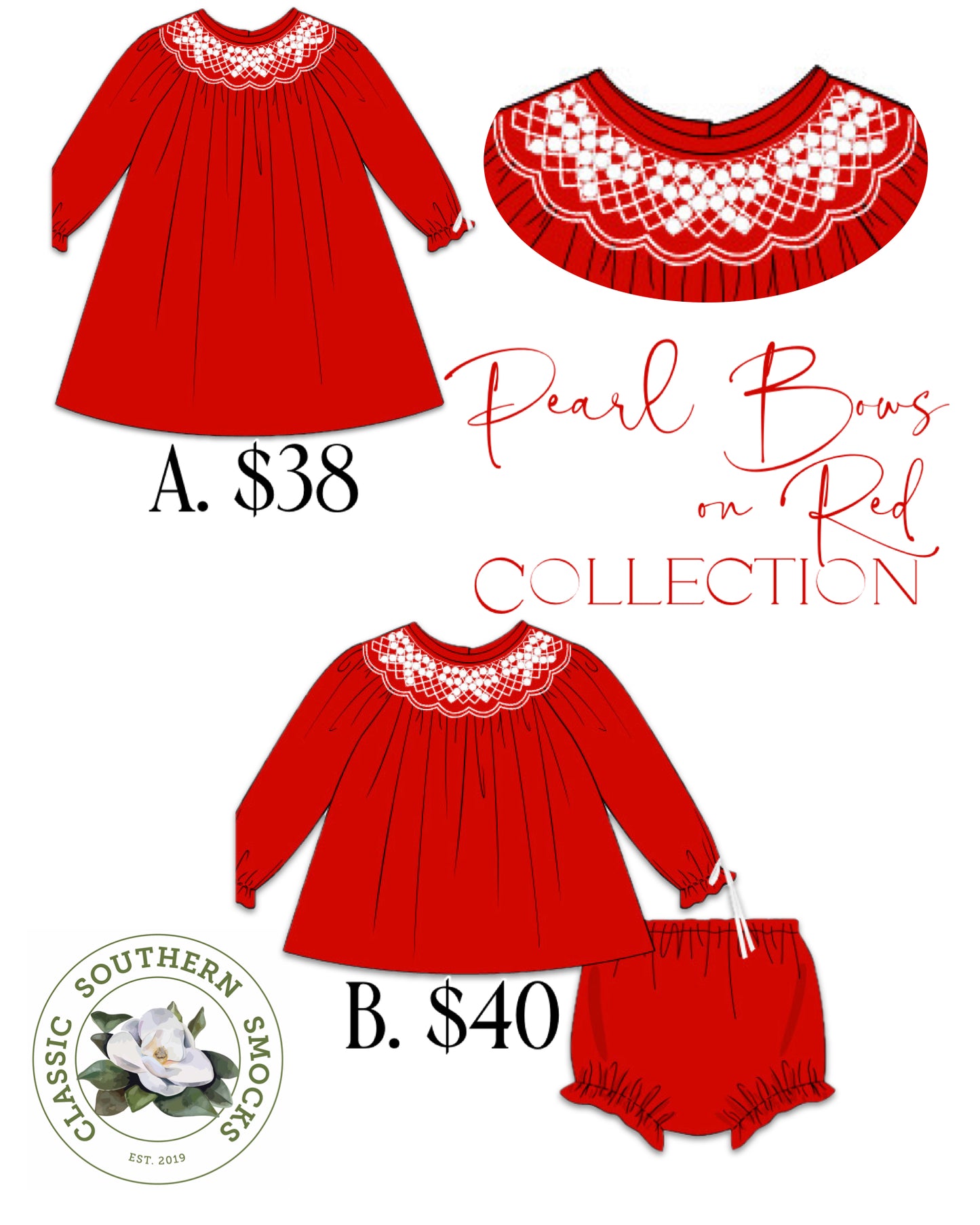 PO90 Pearl Bows on Red Collection