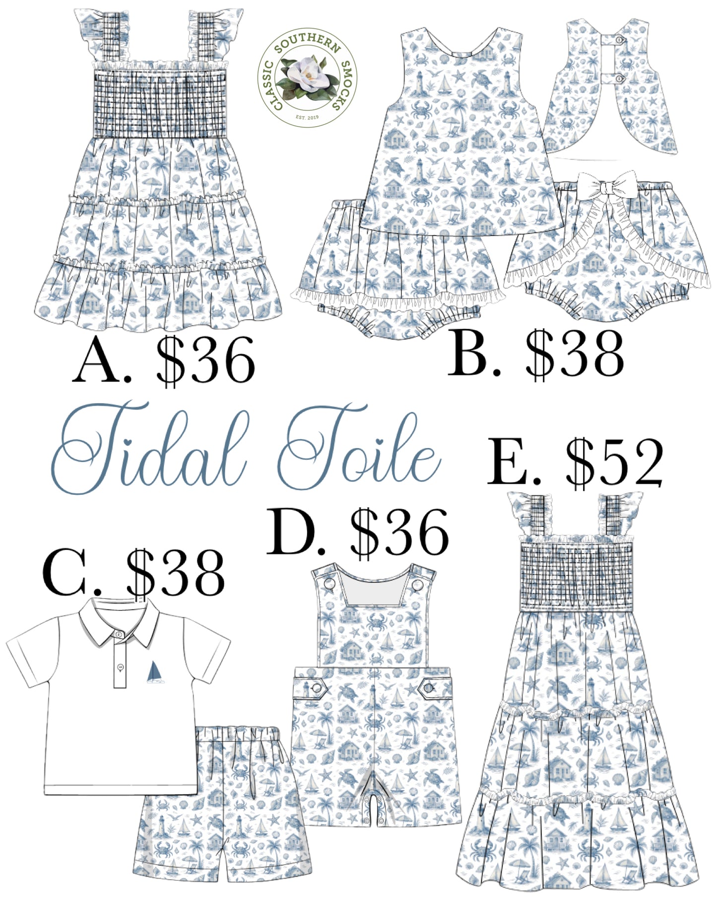 PO85 Tidal Toile Mom and Me Collection