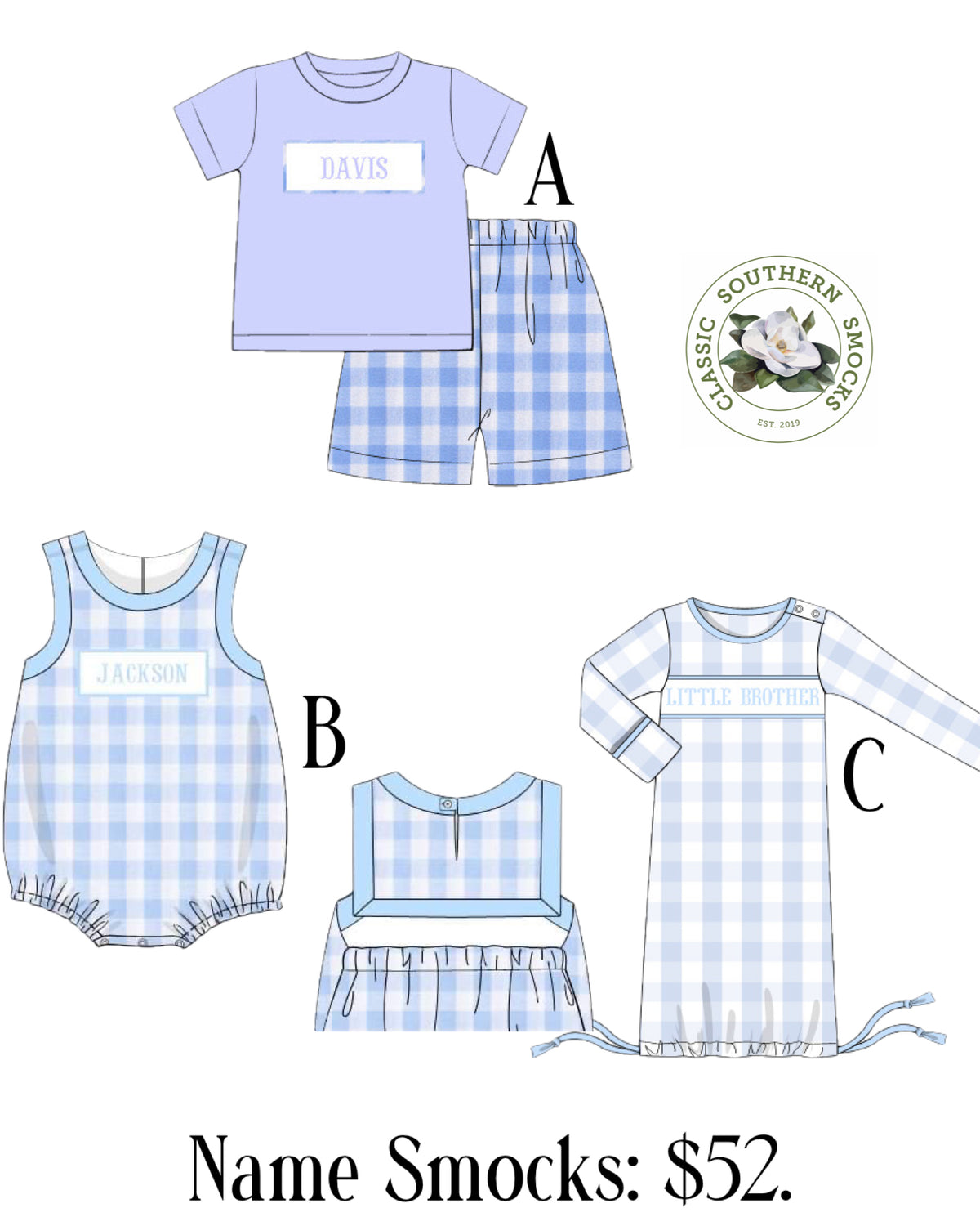 PO94 Boy Name Smock Collection