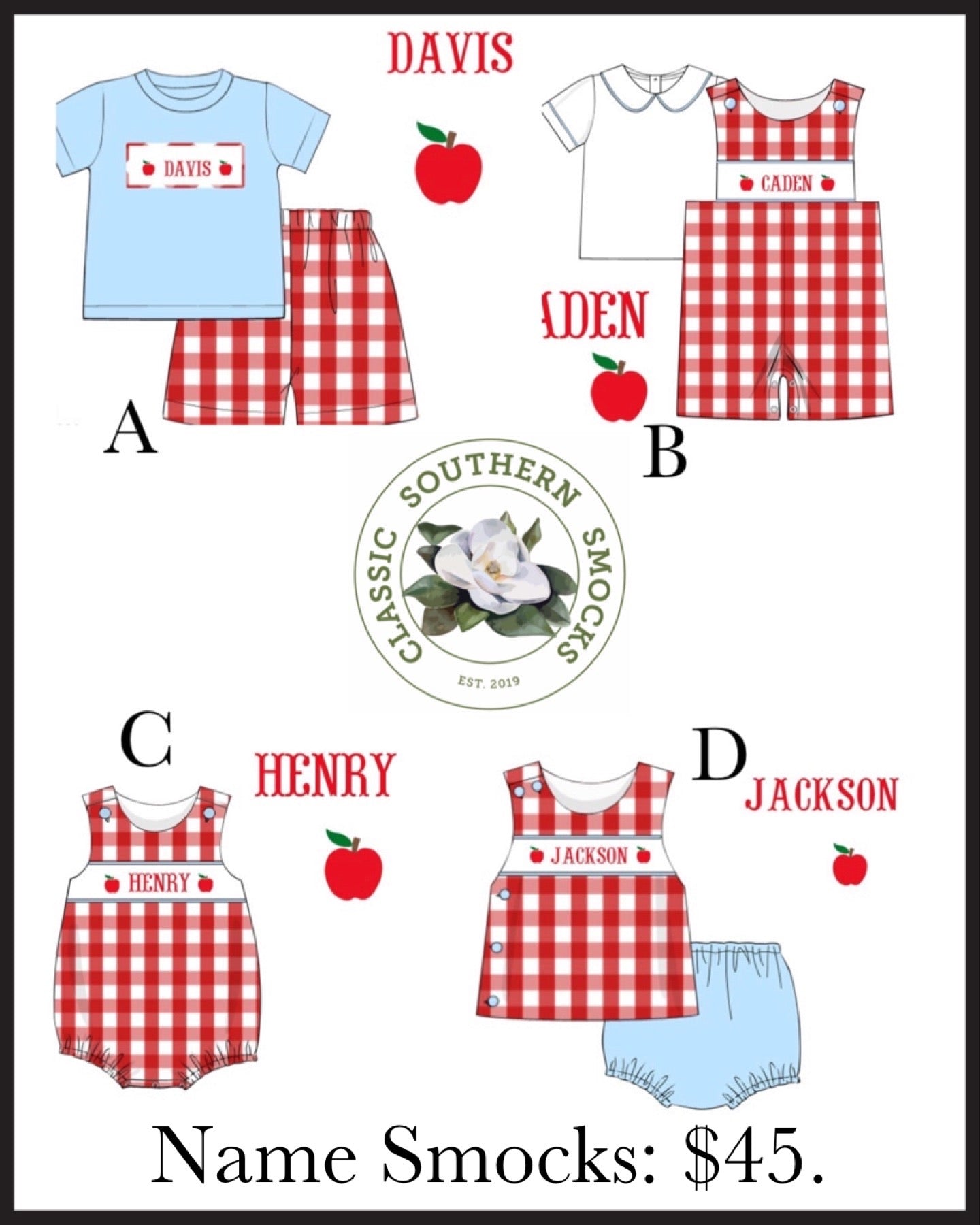 Apple Boy Name Smock Collection