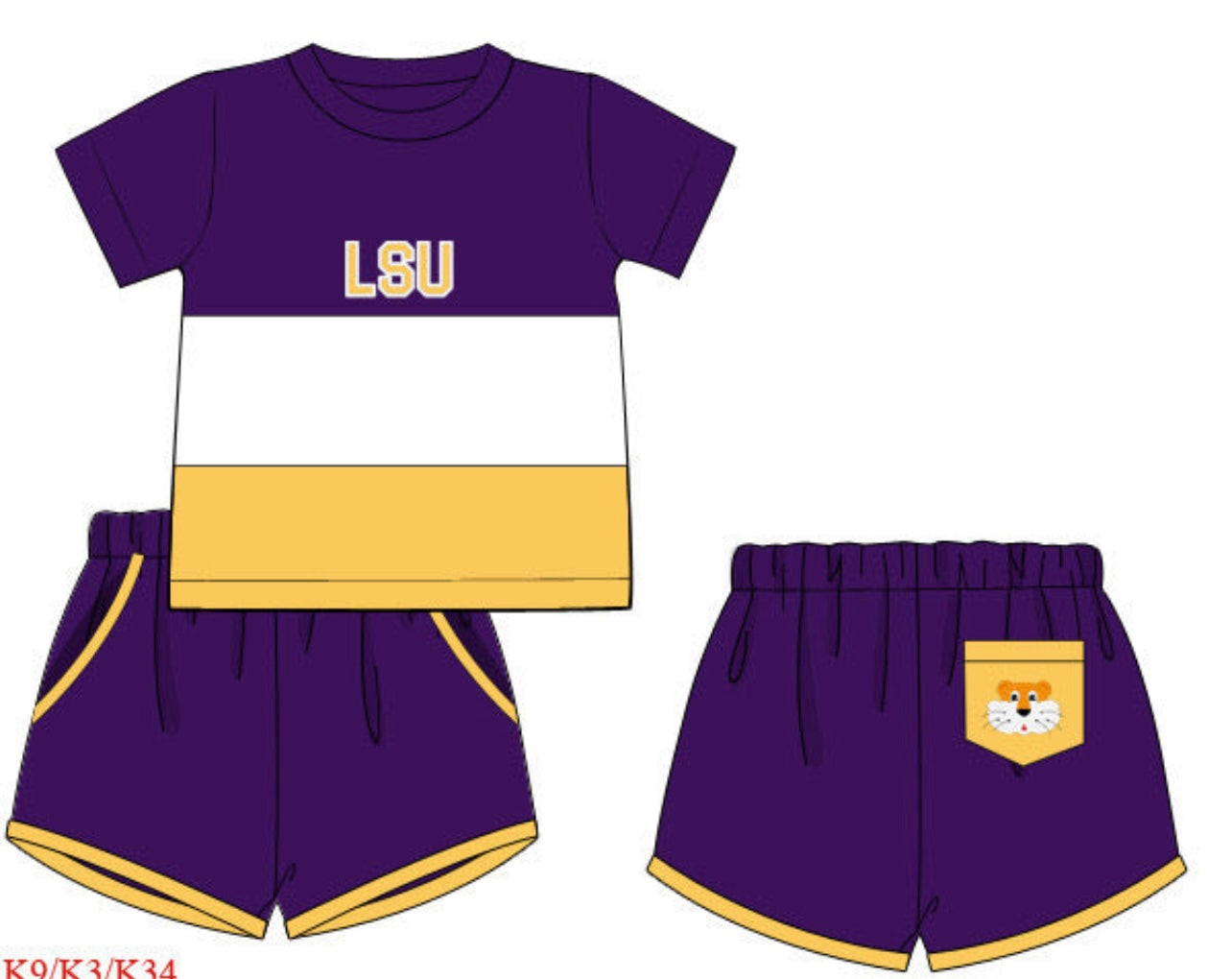 LSU Colorblock Boy Short Set