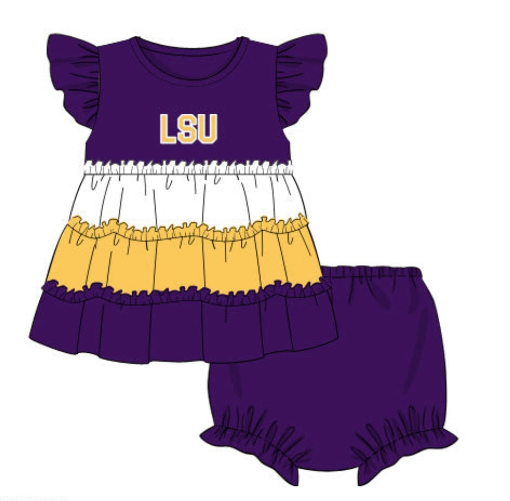 LSU Colorblock Bloomer Set