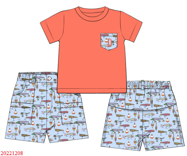 Line in the Water Boy Short Set