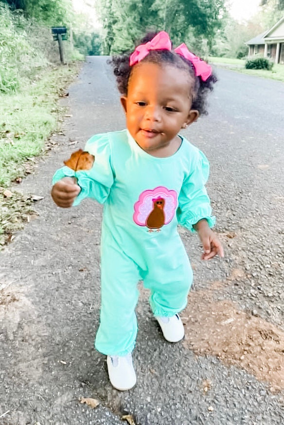 Turkey Applique Girl Romper
