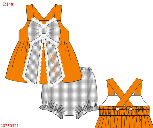 Bows of Fall Gray and Orange Bloomer Set