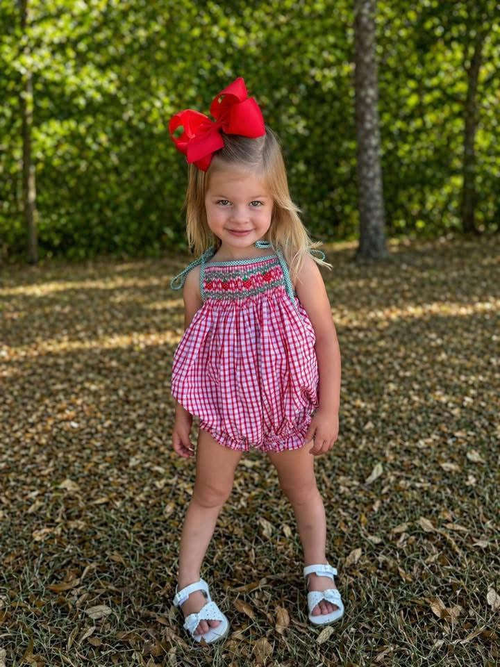 Smocked Strawberry Girl Bubble