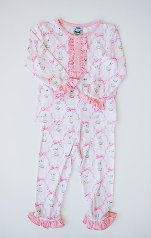 Pink Easter Bunny Fabric Two Piece Classic Cozy