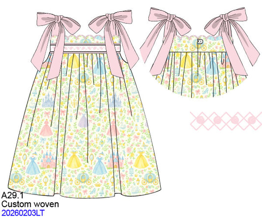 Custom Princess Smocked Print Dress