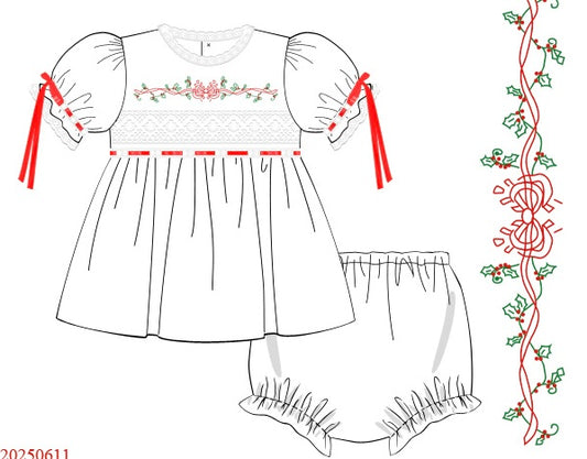 Timeless Bow Christmas Heirloom Bloomer Set