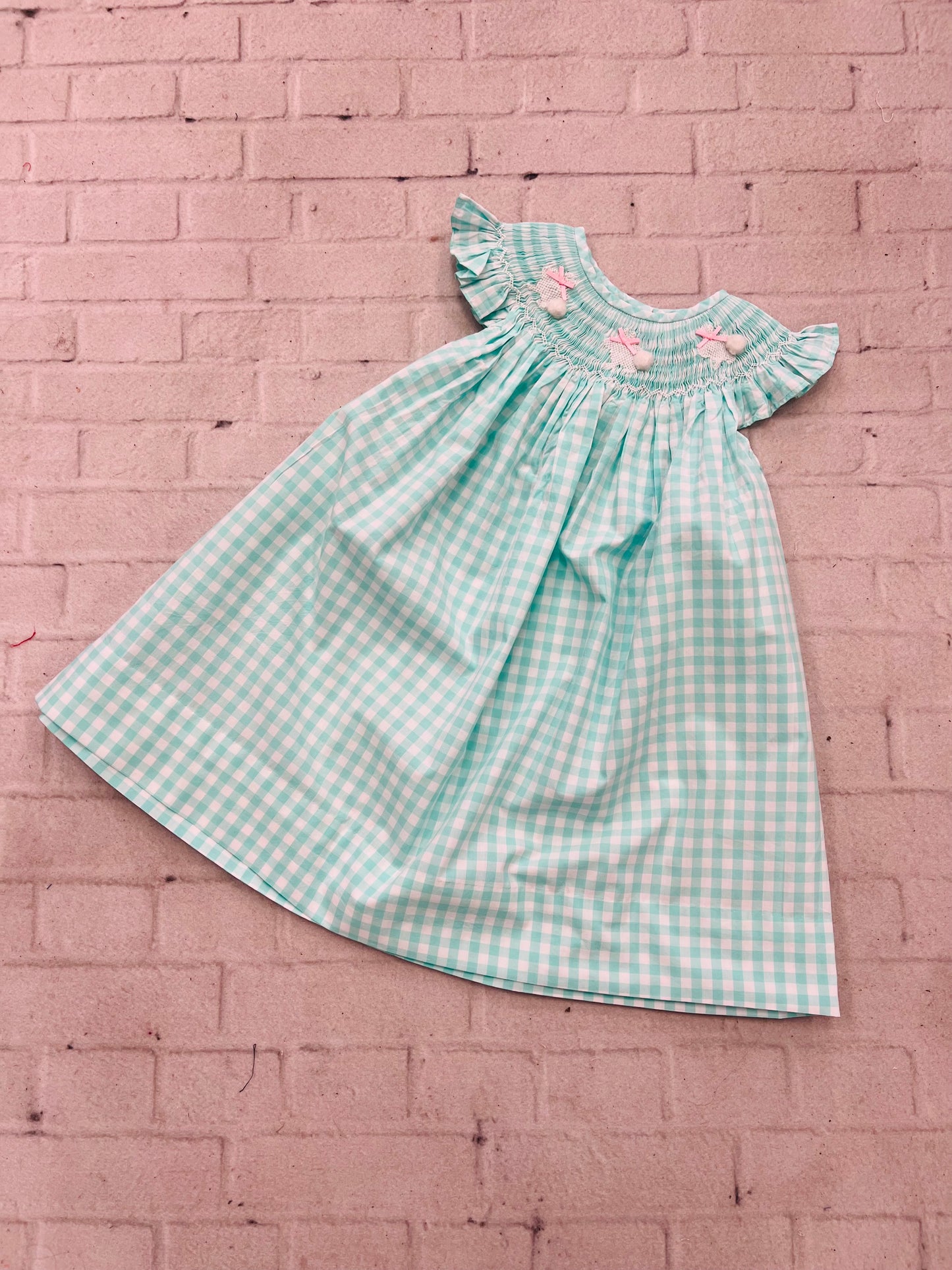 Mint Smocked Bunny Bishop Dress