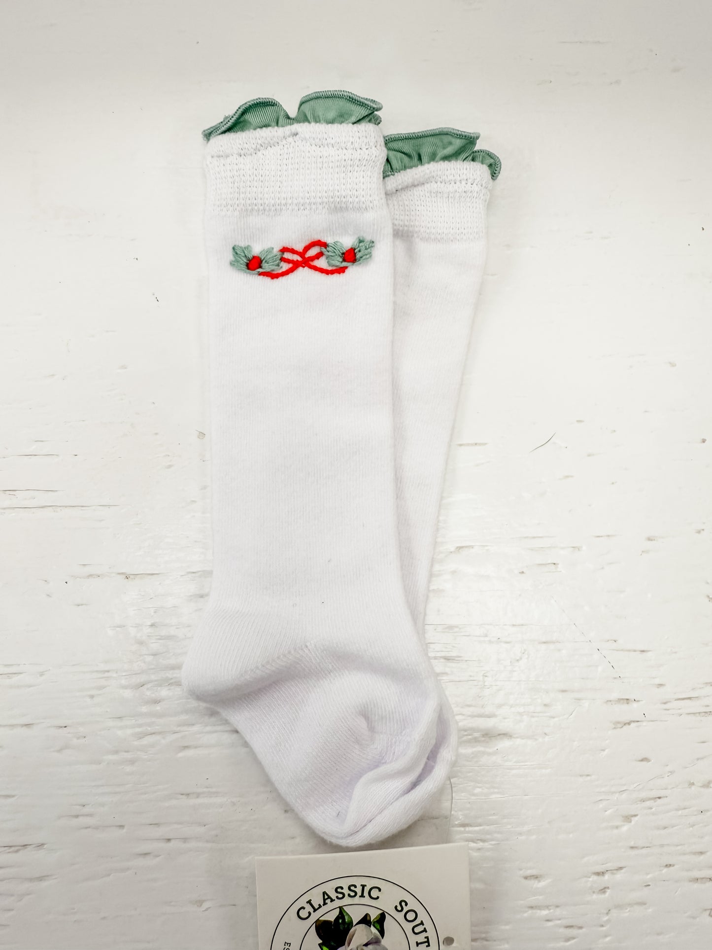 Sage Bow Knee Socks