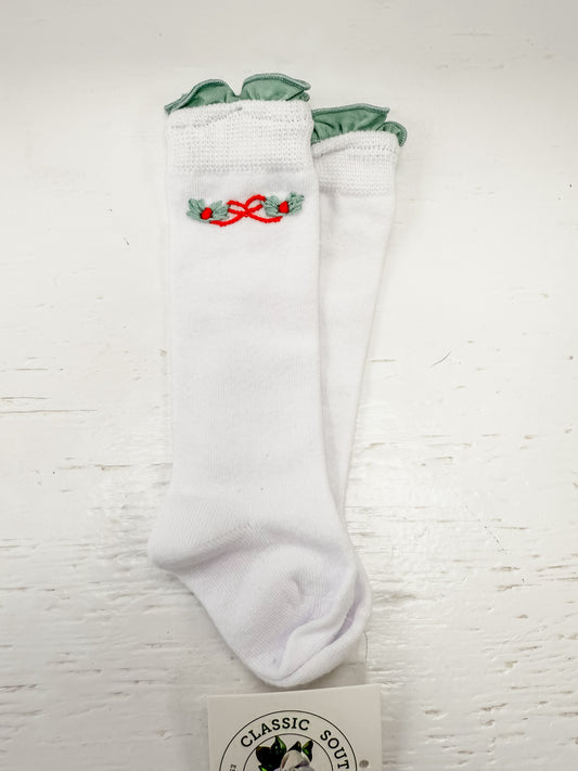 Sage Bow Knee Socks