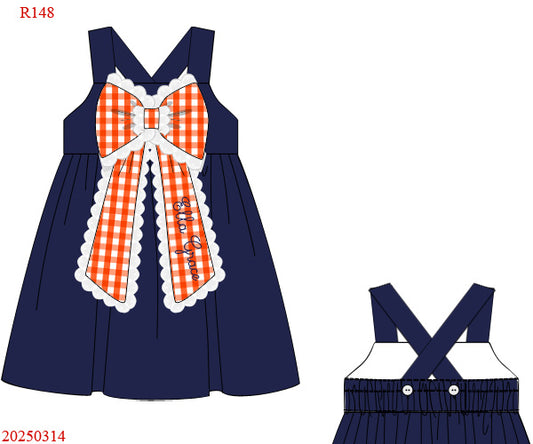 Bows of Fall Navy and Orange Dress