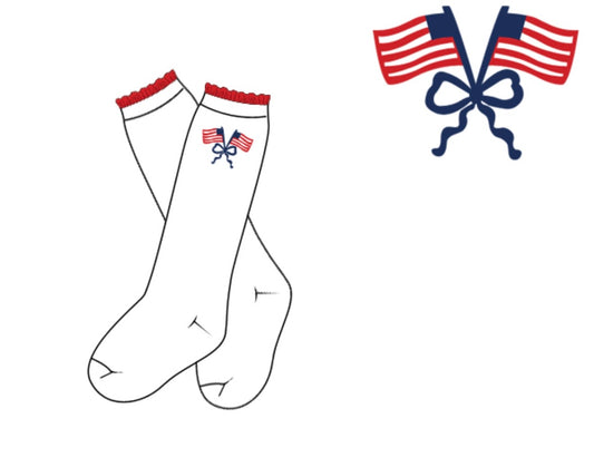 Embroidered Flag Knee Socks