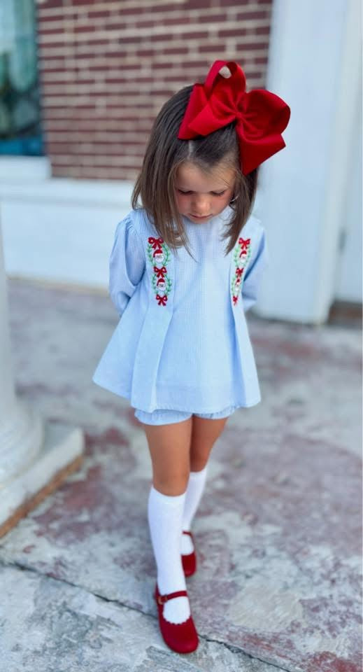 Embroidered Santa Bloomer Set