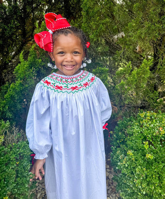 Christmas Smocked Bow Bishop