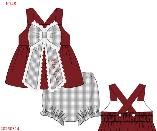 Bows of Fall Gray and Crimson Bloomer Set
