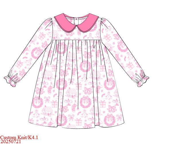 Pink Christmas Toile Dress